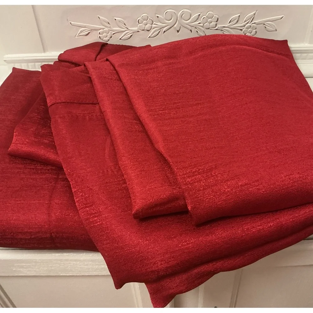 Bundle of 4 Crimson Red Curtain Panels